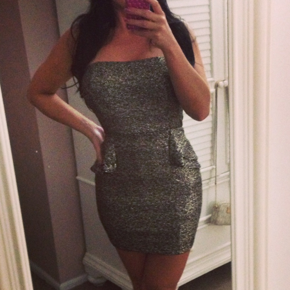 Strapless Black and Gold mini dress